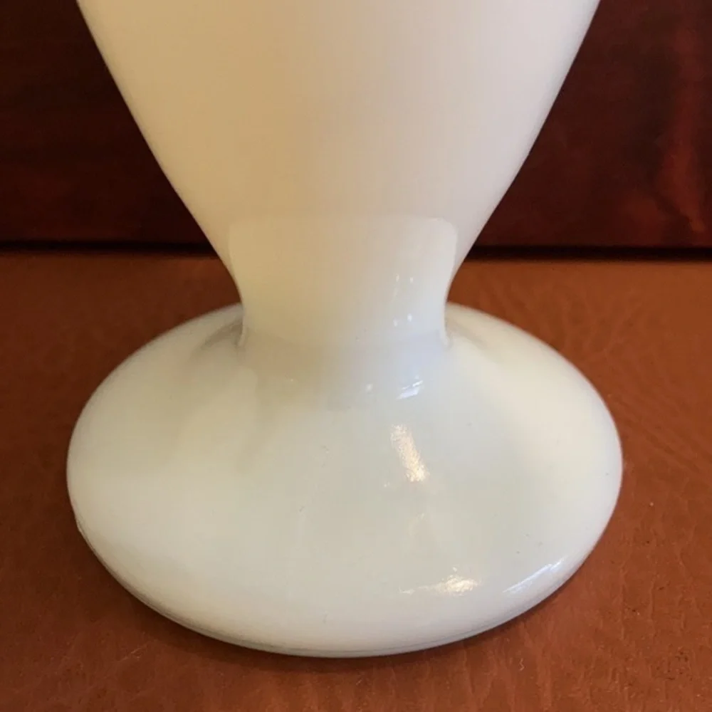 Vtg Fenton milk glass silver crest design ruffled petite vase